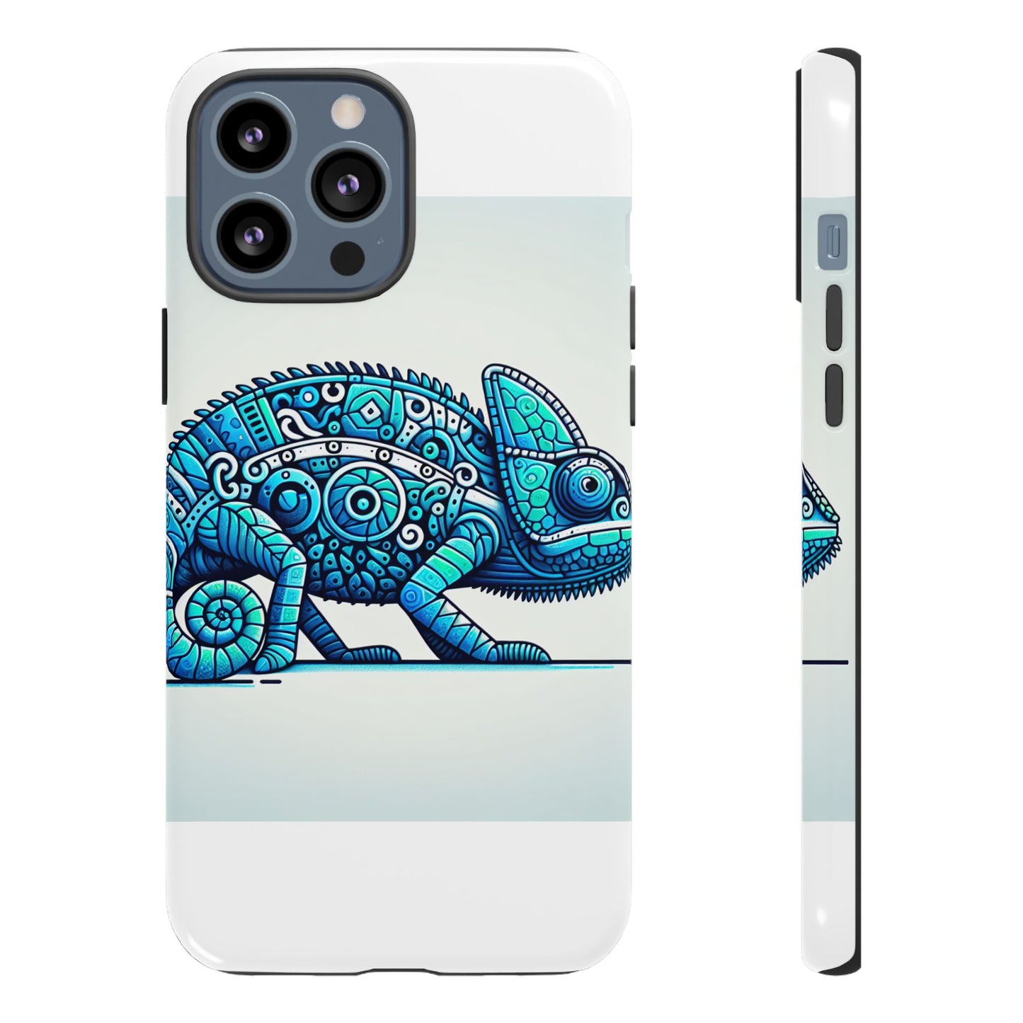 vibrant 3d chameleon print glossy phone case for eye-catching protection compatible with iphone 13, 14, 15 & 16 – all models including pro, pro max & plus