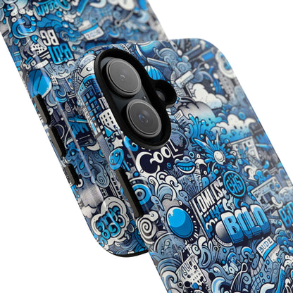 Blue Pattern Image 5 Phone Case for Smartphones Retro Anime Comic Style Shock Absorption Durable TPU Protective Cover