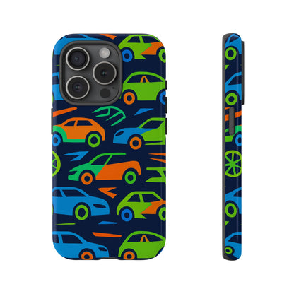 Vibrant 3D Car Pattern Protective Phone Case for Expressive Individuals Stylish Accessory Compatible with iPhone 13, 14, 15 & 16 – all models including Pro, Pro Max & Plus