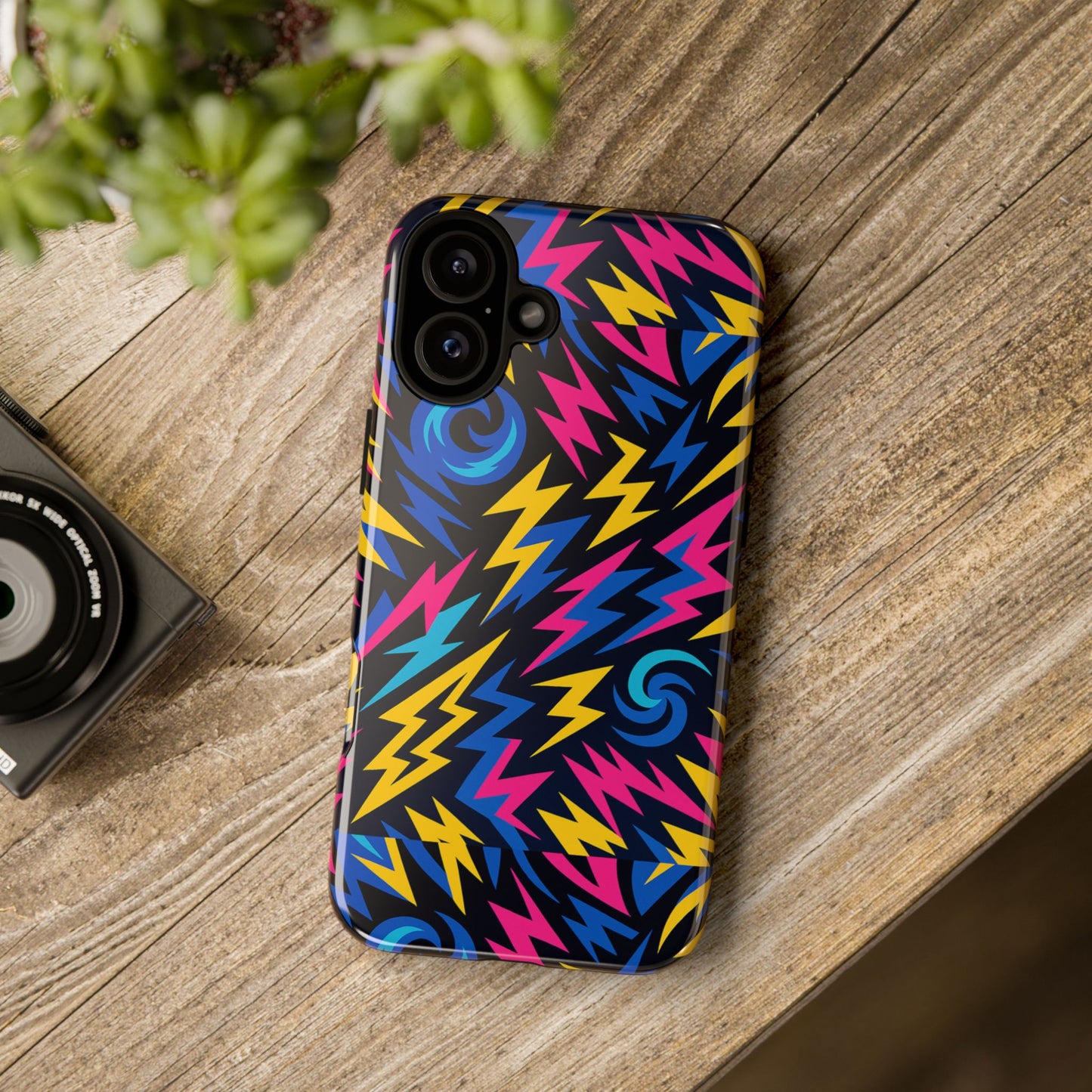 vibrant lightning bolt protective phone case with 3d wrap design for trendy aesthetic accessories compatible with iphone 13, 14, 15 & 16 – all models including pro, pro max & plus