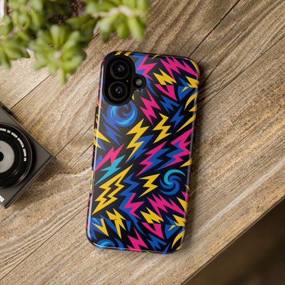 Vibrant Lightning Bolt Protective Phone Case with 3D Wrap Design for Trendy Aesthetic Accessories Compatible with iPhone 13, 14, 15 & 16 – all models including Pro, Pro Max & Plus