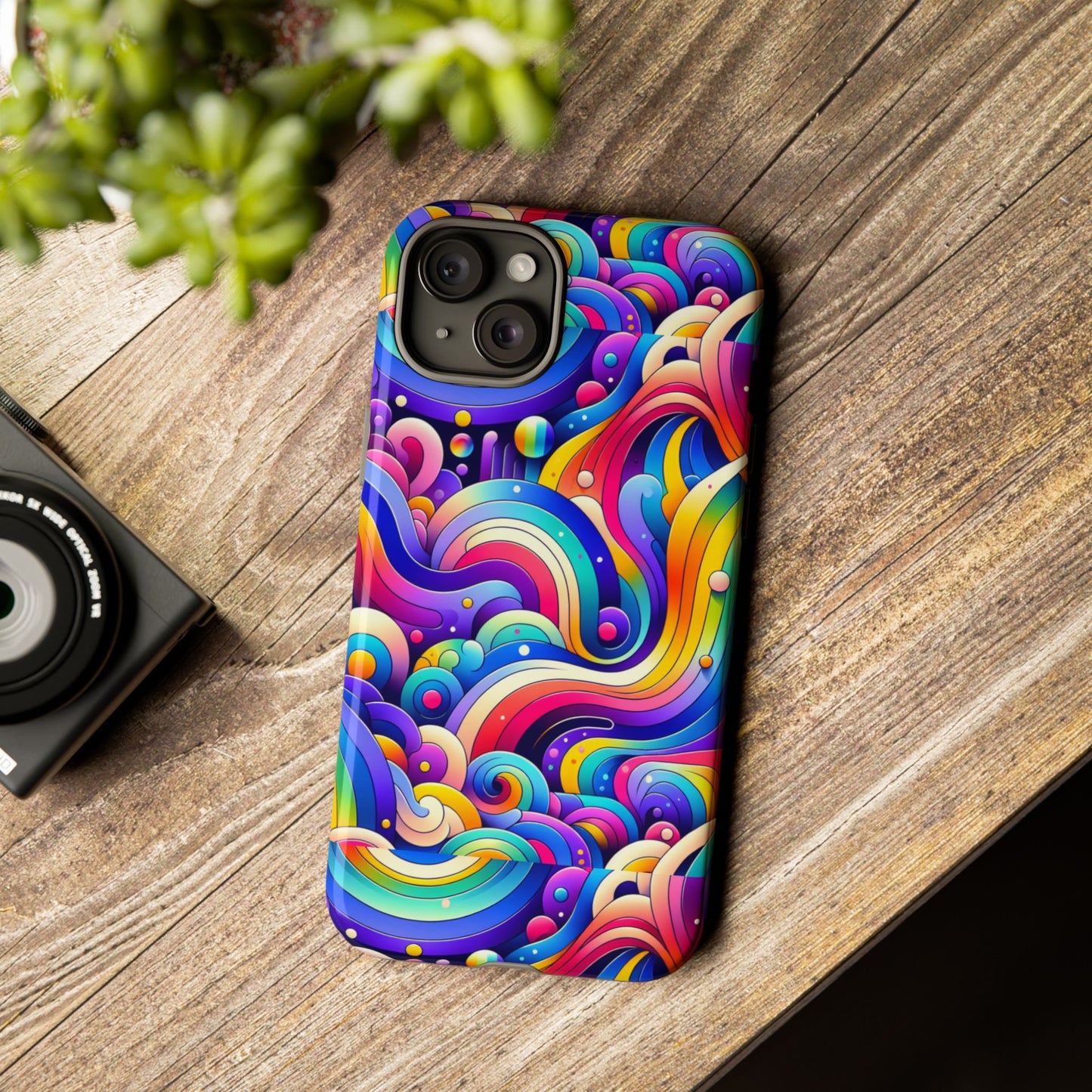 pattern image 4 vibrant shockproof phone case for anime and comic fans - colourful abstract design compatible with iphone 13, 14, 15 & 16 – all models including pro, pro max & plus