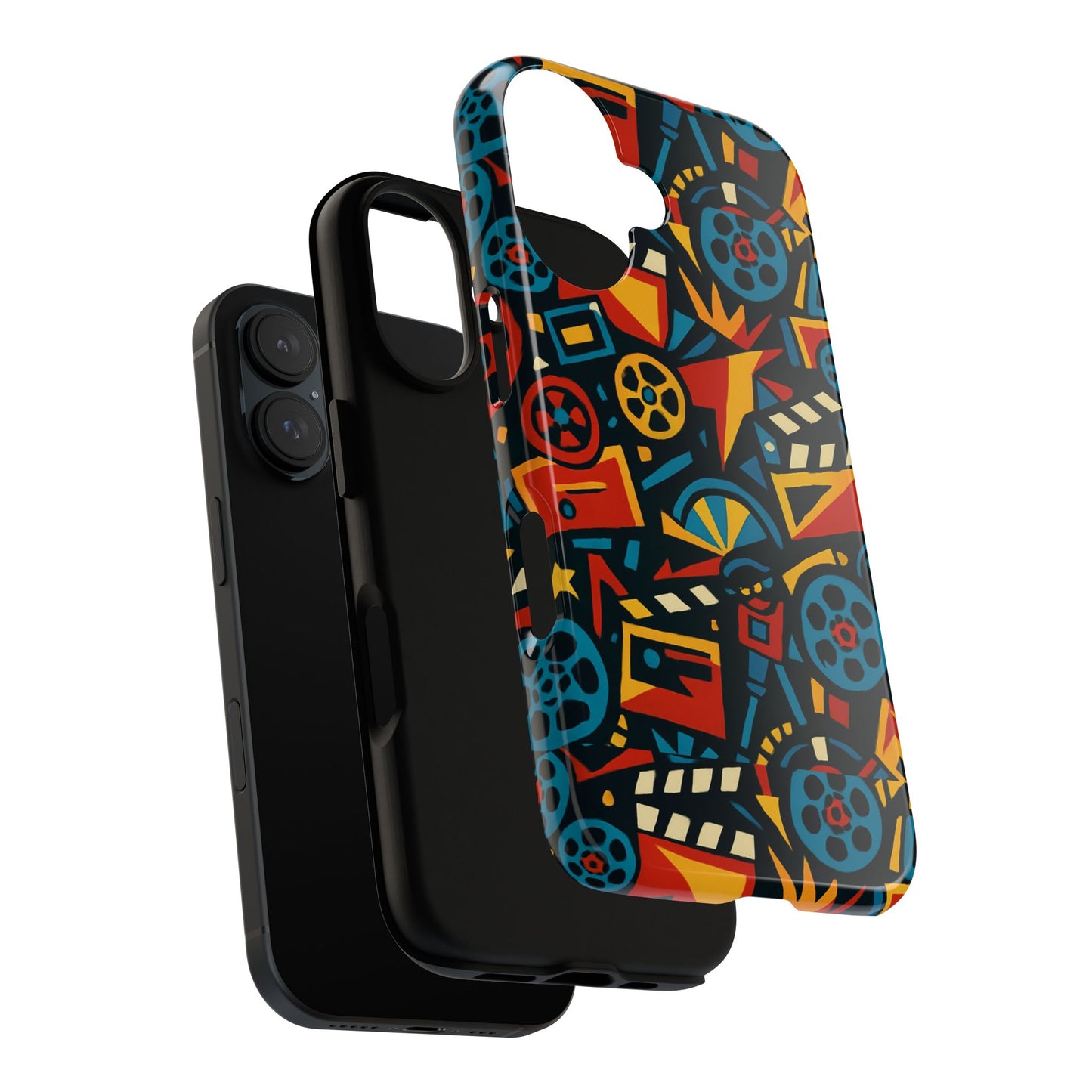 vibrant retro movie-inspired protective phone case with 3d design for stylish protection compatible with iphone 13, 14, 15 & 16 – all models including pro, pro max & plus