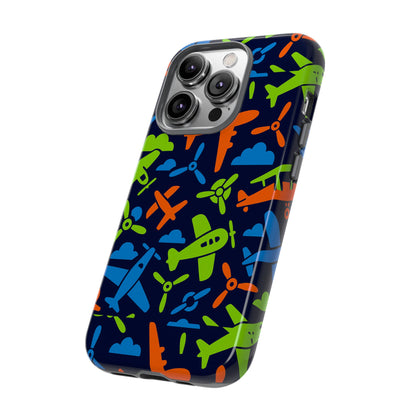 Vibrant Airplane Pattern Protective Phone Case for Colourful Accessory Durable Design Compatible with iPhone 13, 14, 15 & 16 – all models including Pro, Pro Max & Plus