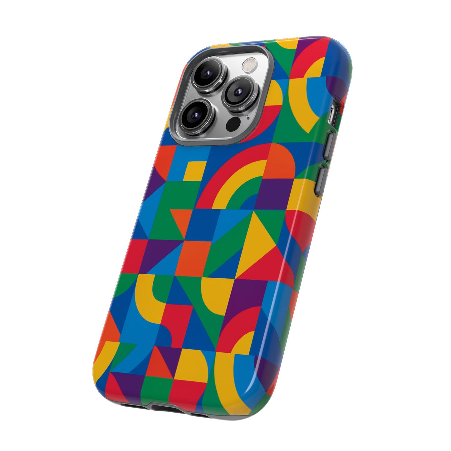 vibrant 3d geometric phone case with bold design stylish protection accessory compatible with iphone 13, 14, 15 & 16 – all models including pro, pro max & plus