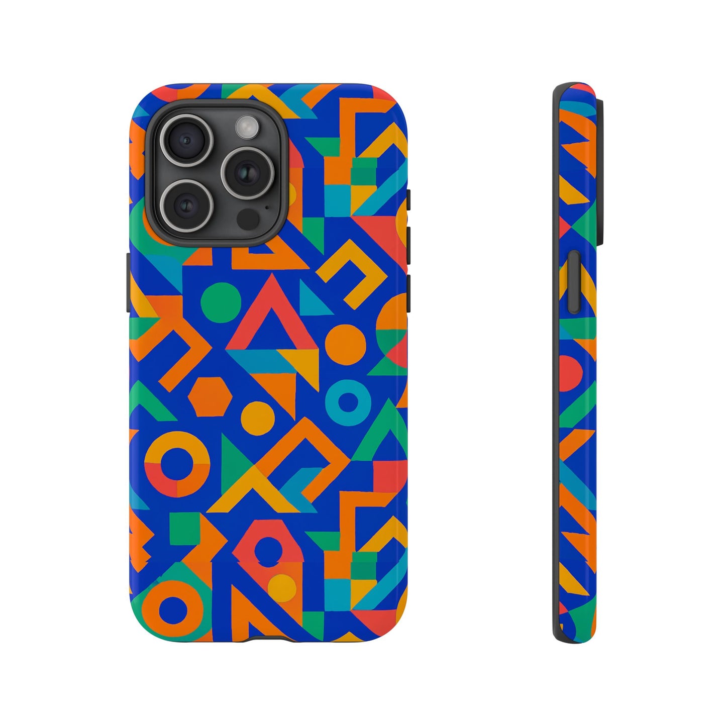 multicolour geometric 3d wrap protective phone case – vibrant accessory for creative individuals compatible with iphone 13, 14, 15 & 16 – all models including pro, pro max & plus