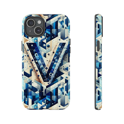 Blue Alphabet V Phone Case for Samsung and iPhone Shockproof Protective Cover with 3D Wrap Design and UV Resistance