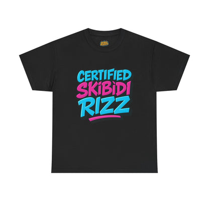 Certified Skibidi Rizz Unisex Heavy Cotton Tee - Trendy Graphic T-Shirt for Casual Wear and Everyday Style, Comfortable Fit in Various Sizes