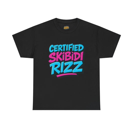 Certified Skibidi Rizz Unisex Heavy Cotton Tee - Trendy Graphic T-Shirt for Casual Wear and Everyday Style, Comfortable Fit in Various Sizes