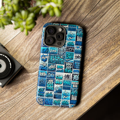 Vibrant Blue 3D Wrap Protective Phone Case Featuring Retro Alphabet Design for Stylish Smartphone Protection Compatible with iPhone 13, 14, 15 & 16 – all models including Pro, Pro Max & Plus