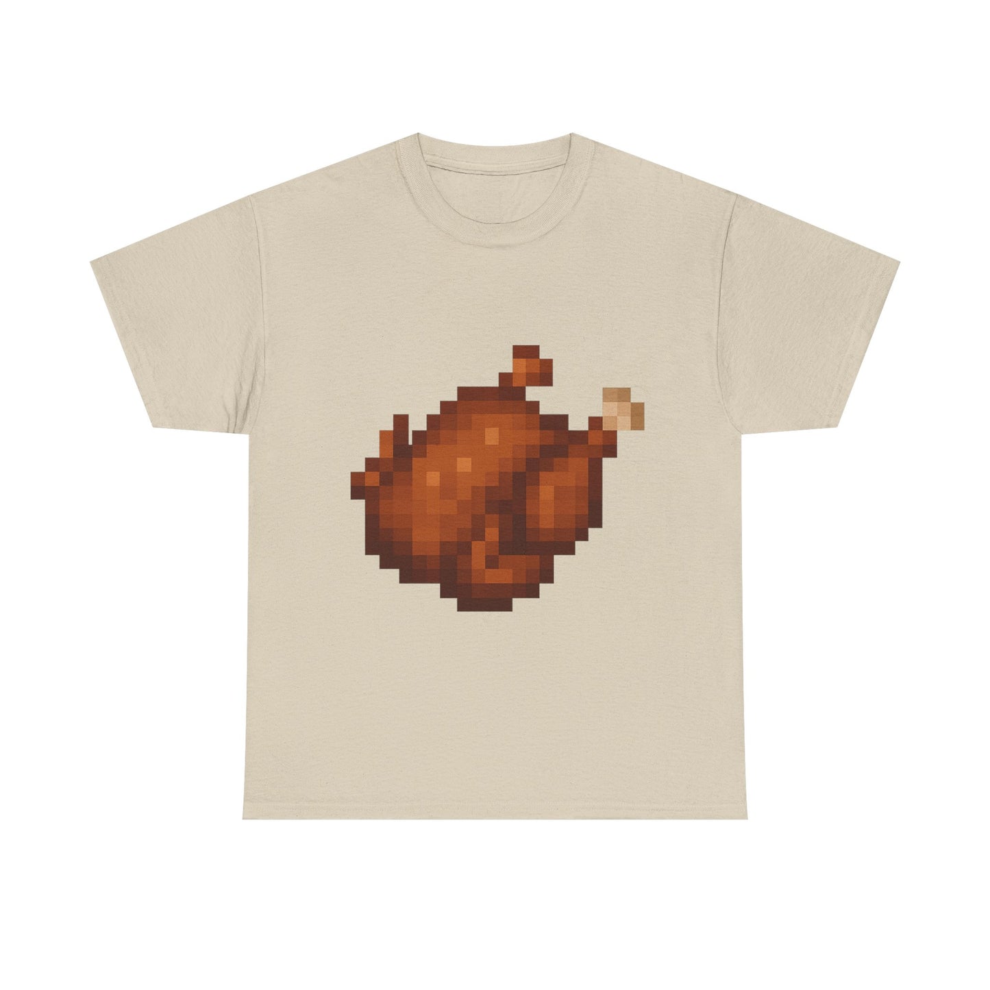 funny pixel turkey unisex heavy cotton tee for gamers - perfect thanksgiving shirt, casual wear, comfortable cotton tee, fun gamer apparel, holiday graphic tee
