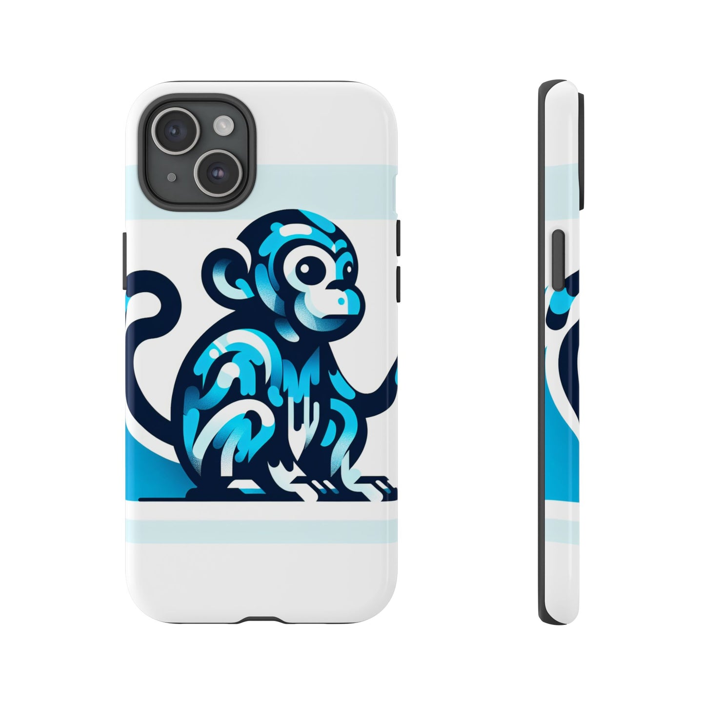 vibrant 3d monkey-inspired phone case for stylish protection in blue – unisex design compatible with iphone 13, 14, 15 & 16 – all models including pro, pro max & plus