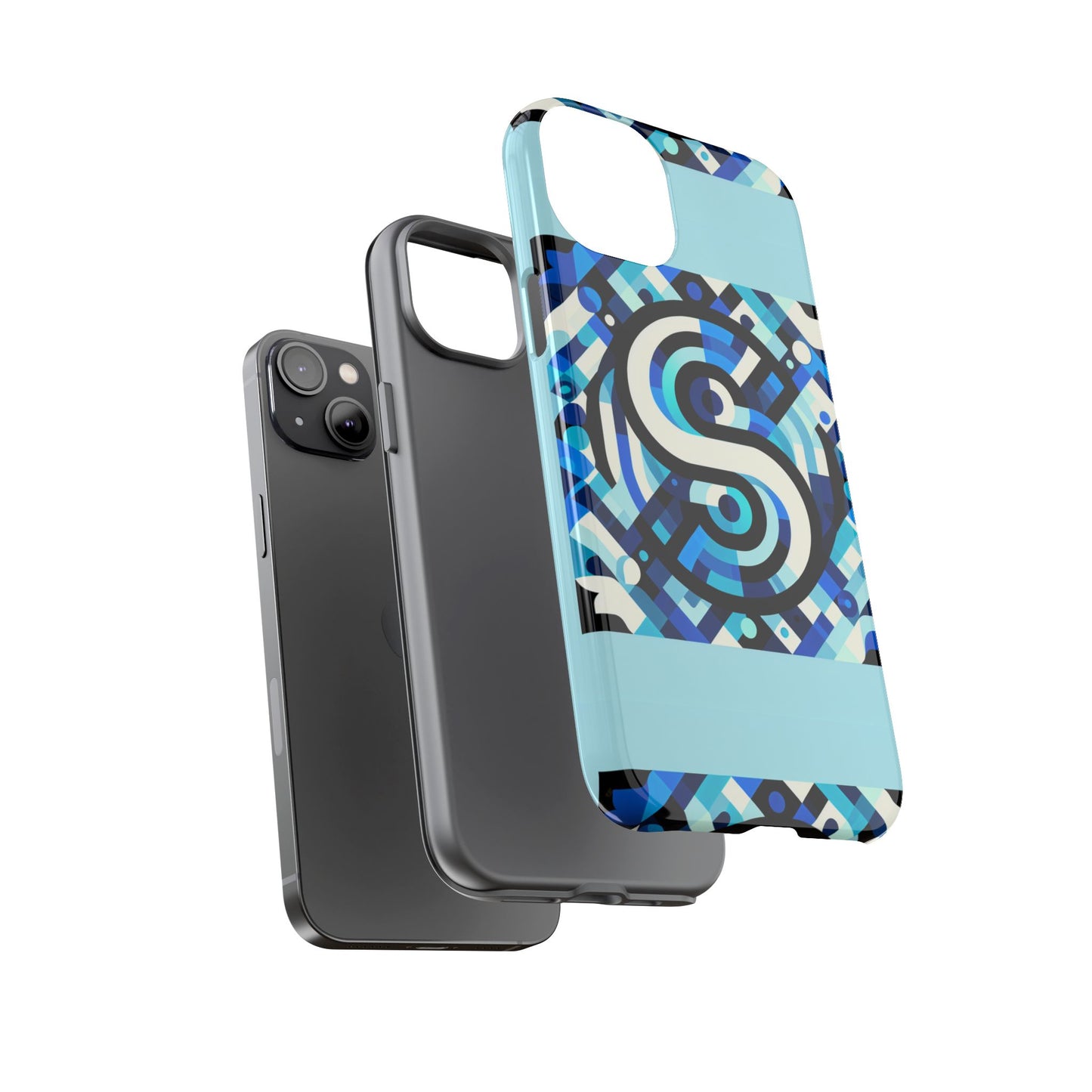 letter blue alphabet s phone case with 3d wrap design for stylish protection and unique retro anime comic style
