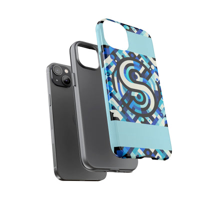 Letter Blue Alphabet S Phone Case with 3D Wrap Design for Stylish Protection and Unique Retro Anime Comic Style