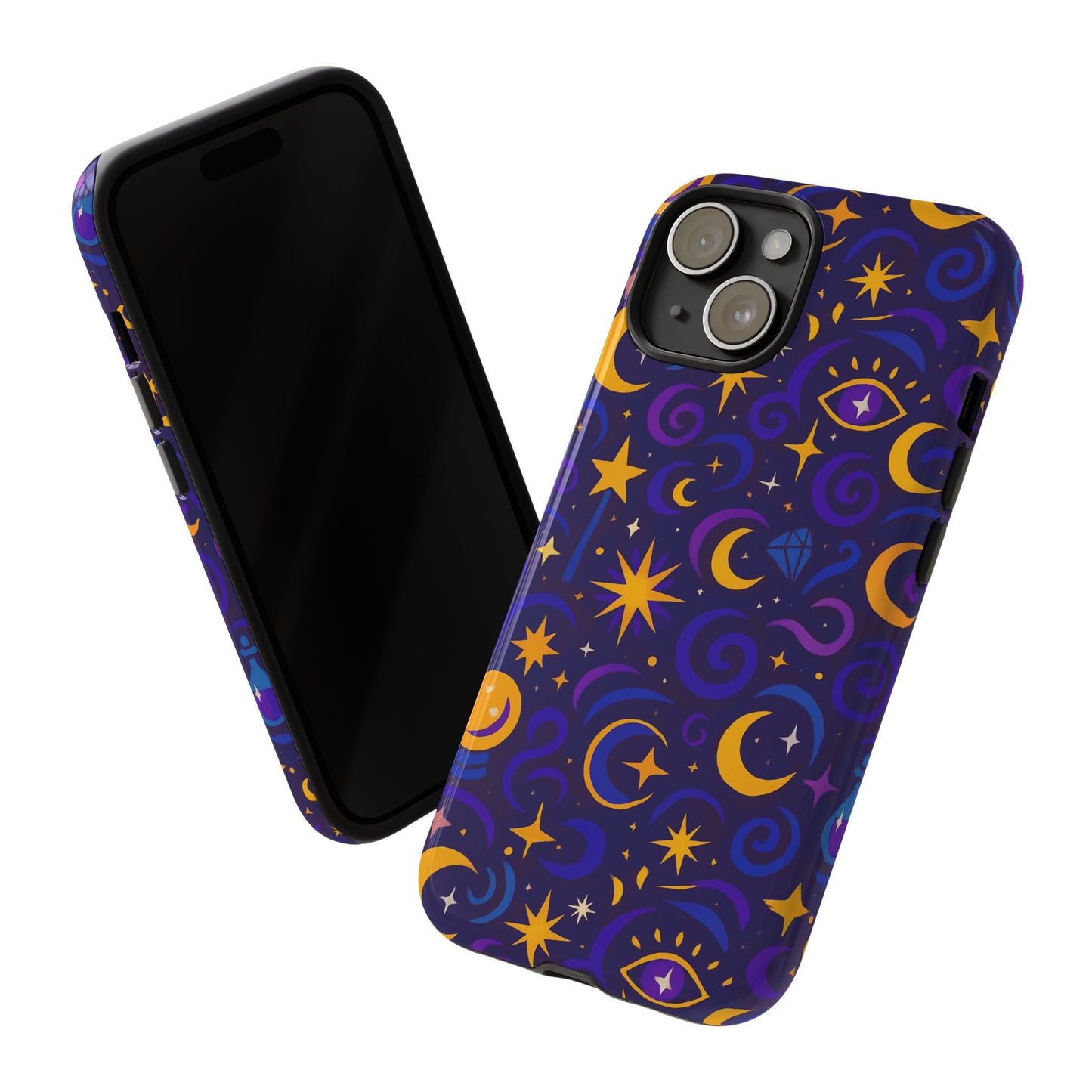 vibrant 3d cosmic design phone case for stylish protection with multicolour stars and swirls compatible with iphone 13, 14, 15 & 16 – all models including pro, pro max & plus