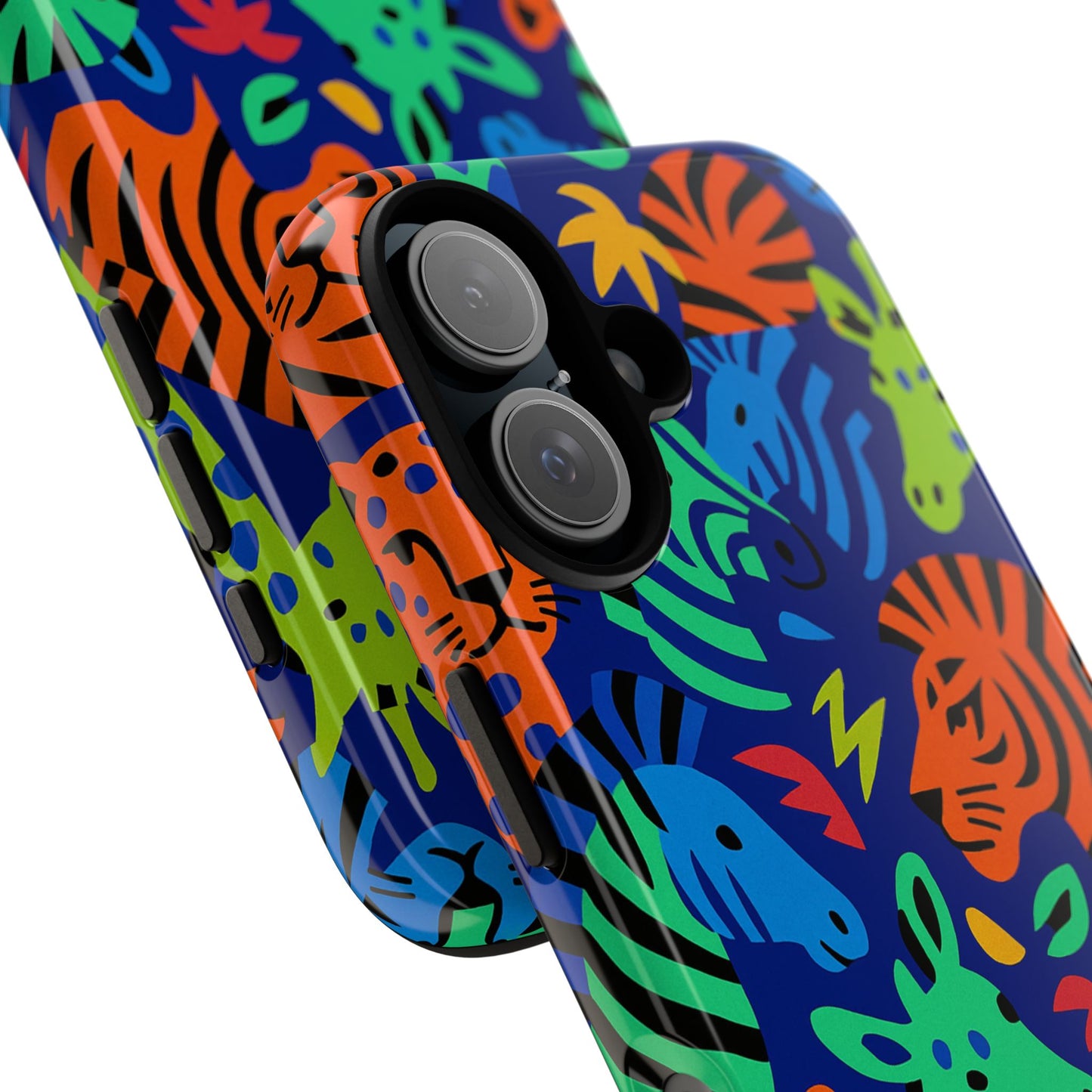 vibrant animal print 3d wrap protective phone case stylish accessory for men and women compatible with iphone 13, 14, 15 & 16 – all models including pro, pro max & plus