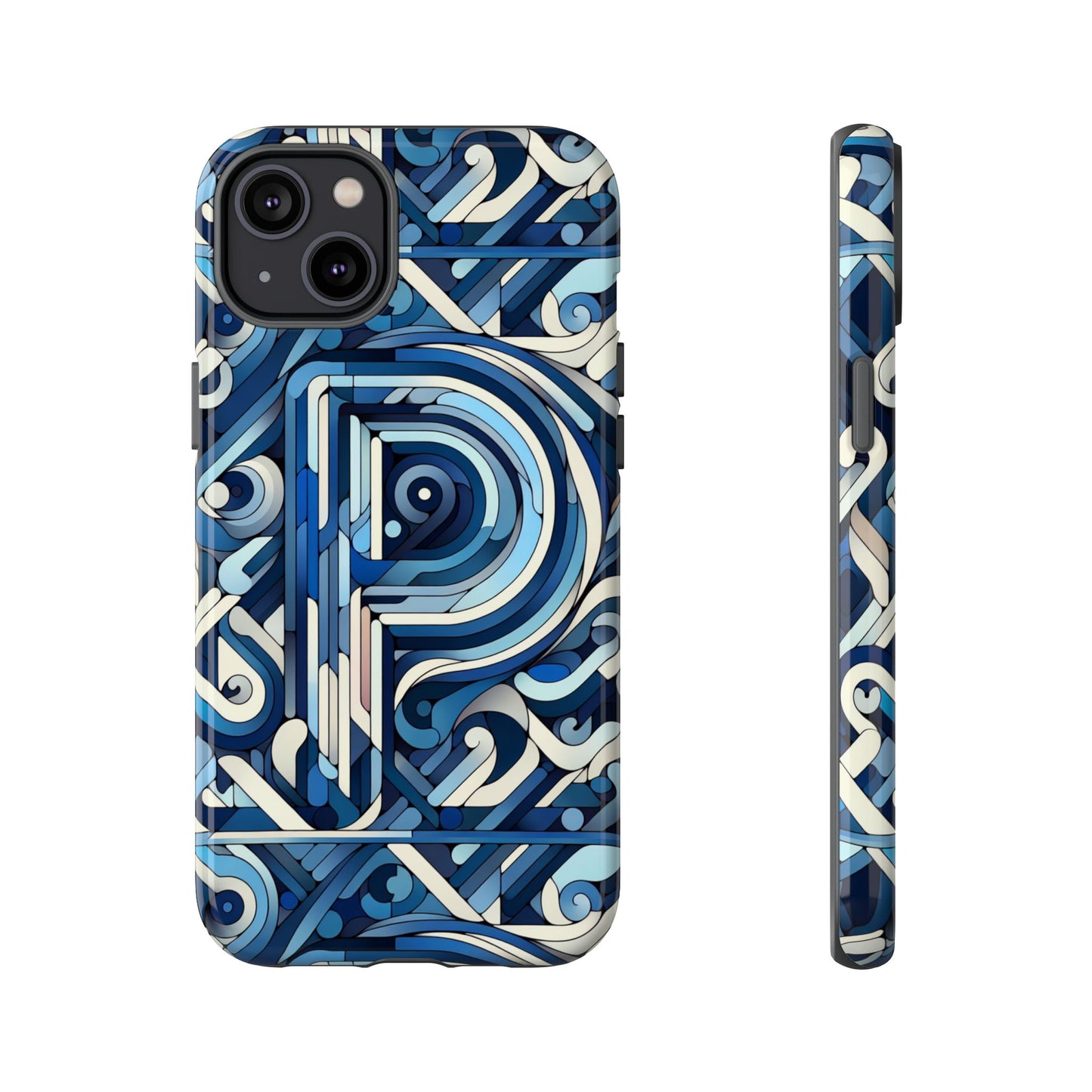 blue alphabet p phone case with 3d wrap design for kids and teens durable shockproof protective cover for smartphones