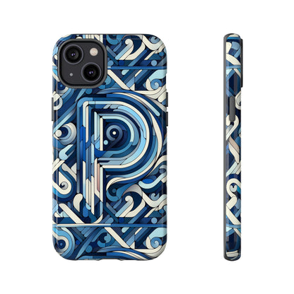 Blue Alphabet P Phone Case with 3D Wrap Design for Kids and Teens Durable Shockproof Protective Cover for Smartphones