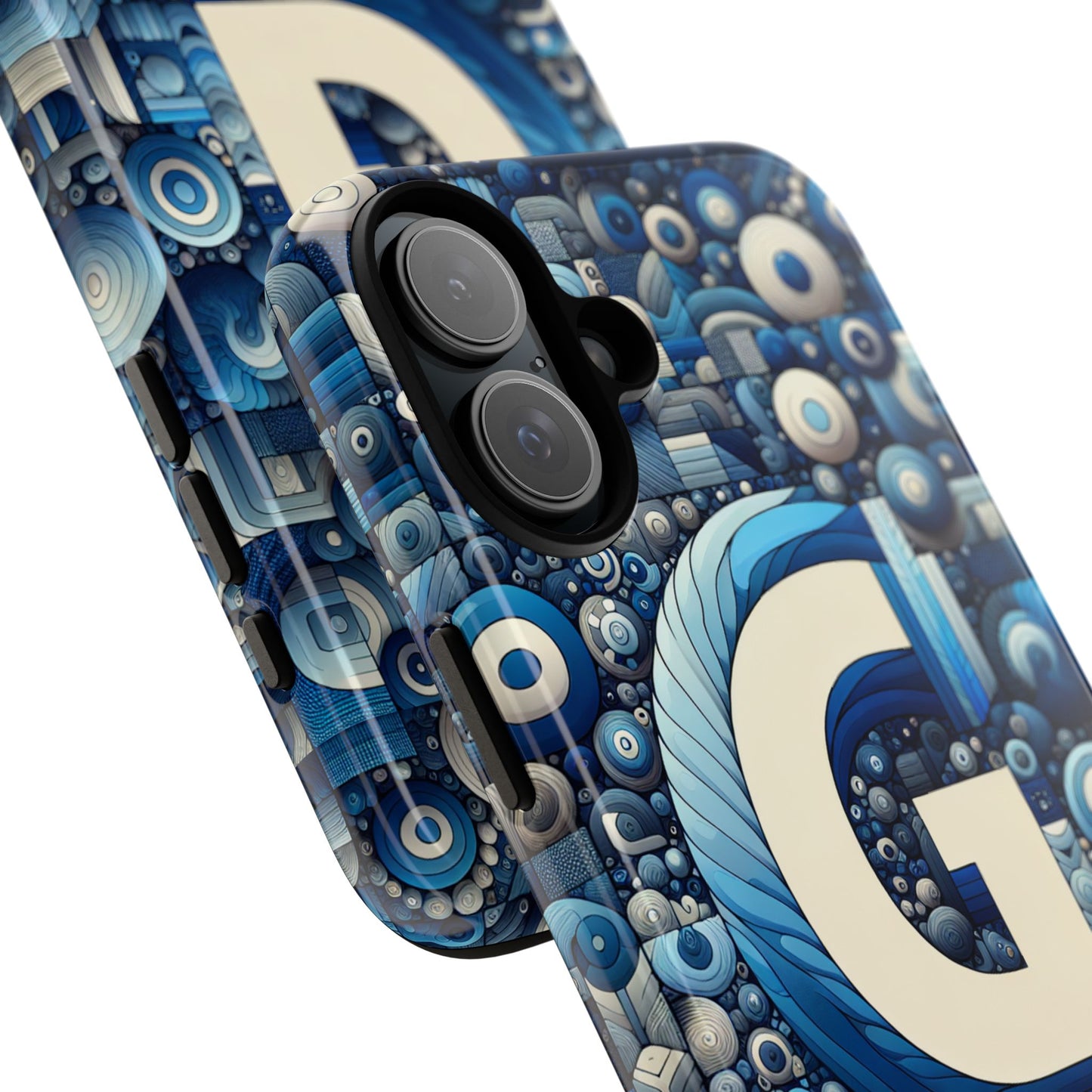 blue alphabet g phone case for iphone and android shockproof protective cover with 3d wrap design and uv protection
