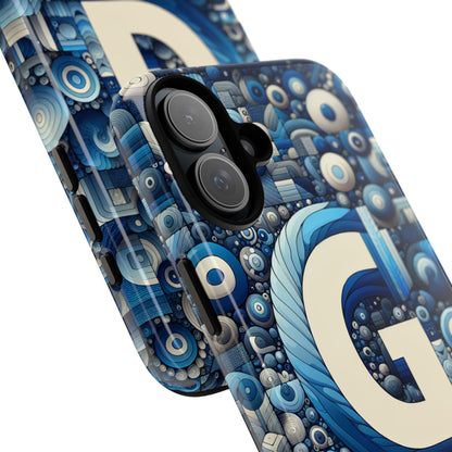 Blue Alphabet G Phone Case for iPhone and Android Shockproof Protective Cover with 3D Wrap Design and UV Protection