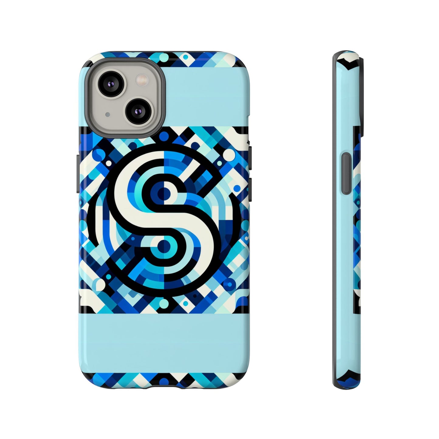 letter blue alphabet s phone case with 3d wrap design for stylish protection and unique retro anime comic style