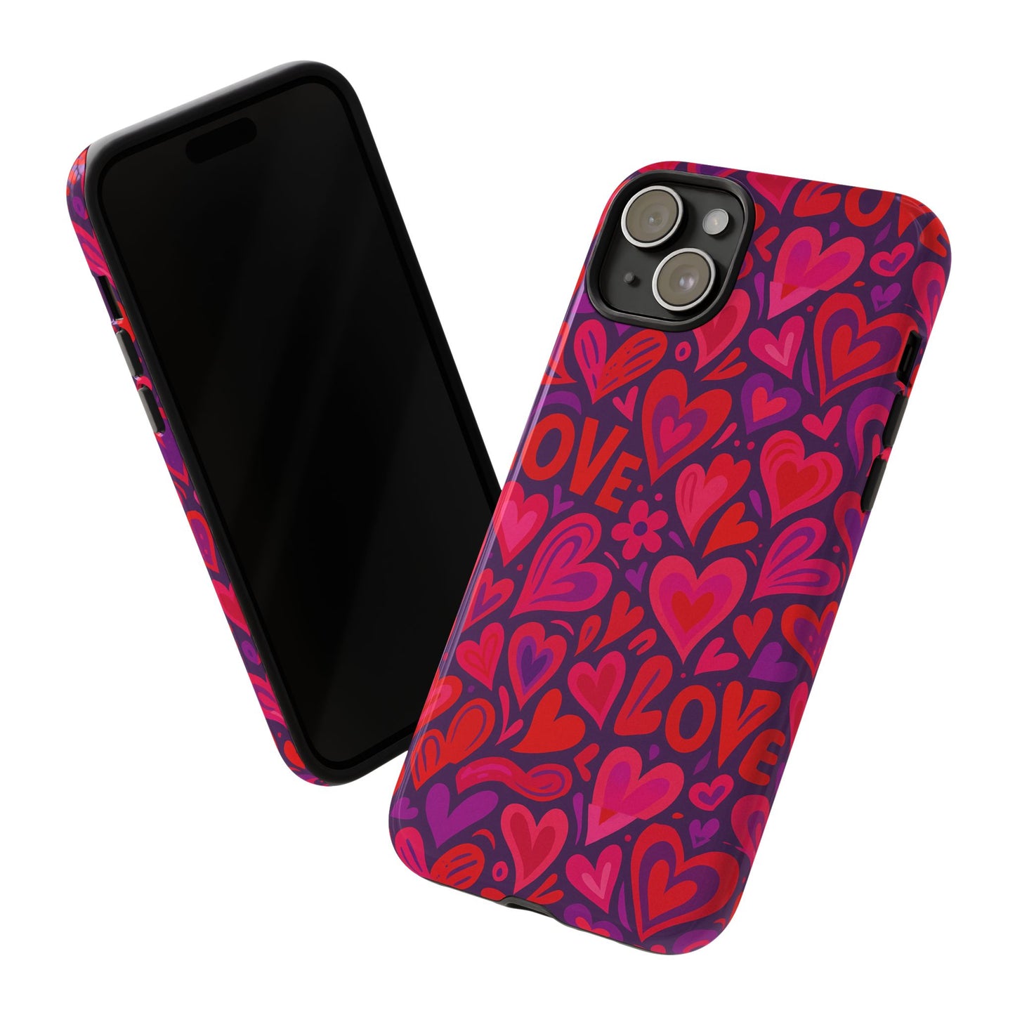 multicolour 3d heart pattern protective phone case for smartphones – vibrant design for stylish protection, compatible with iphone 13, 14, 15 & 16 – all models including pro, pro max & plus