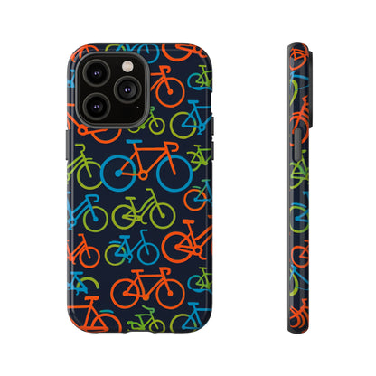Multicolour Bicycle Print Protective Phone Case for Smartphones – Vibrant Style and Trendy Accessory Compatible with iPhone 13, 14, 15 & 16 – all models including Pro, Pro Max & Plus
