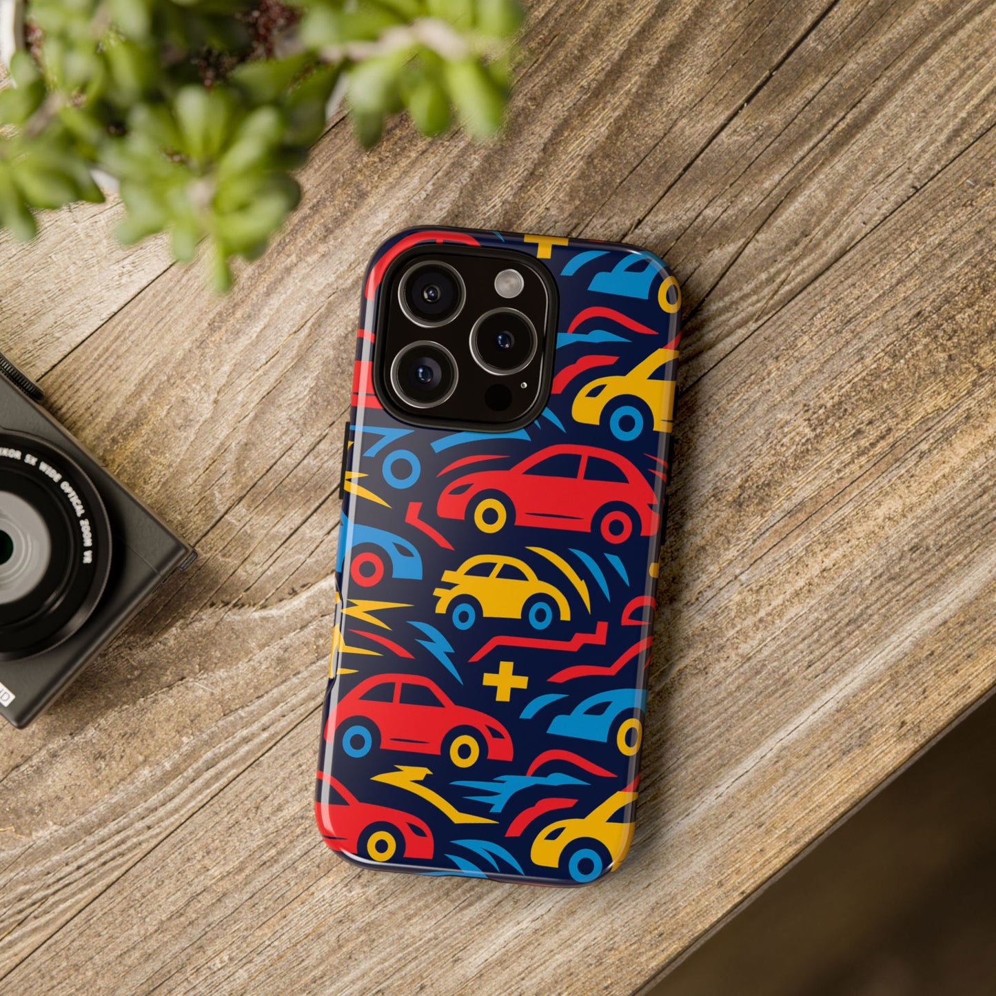 multicolour retro 3d wrap protective phone case with vibrant car design for stylish protection compatible with iphone 13, 14, 15 & 16 – all models including pro, pro max & plus