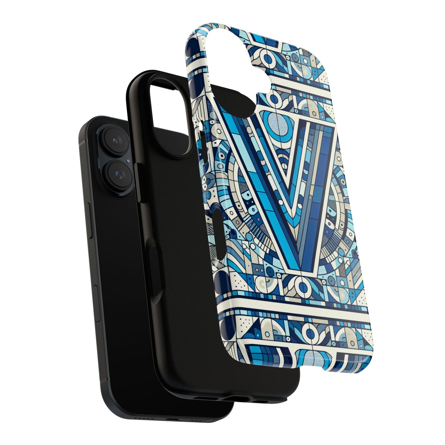 blue alphabet letter v phone case for men women kids durable shockproof cartoon anime style gift
