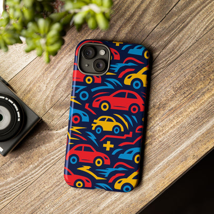 Multicolour Retro 3D Wrap Protective Phone Case with Vibrant Car Design for Stylish Protection Compatible with iPhone 13, 14, 15 & 16 – all models including Pro, Pro Max & Plus