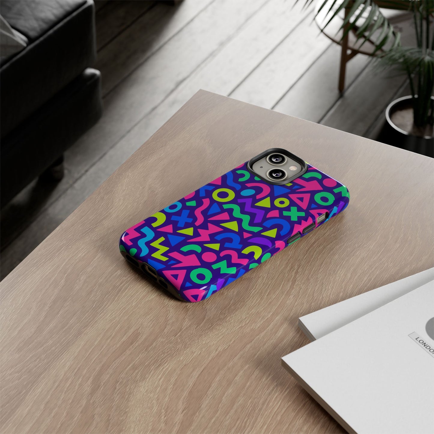 vibrant geometric 3d wrap protective phone case for men and women stylish accessory compatible with iphone 13, 14, 15 & 16 – all models including pro, pro max & plus