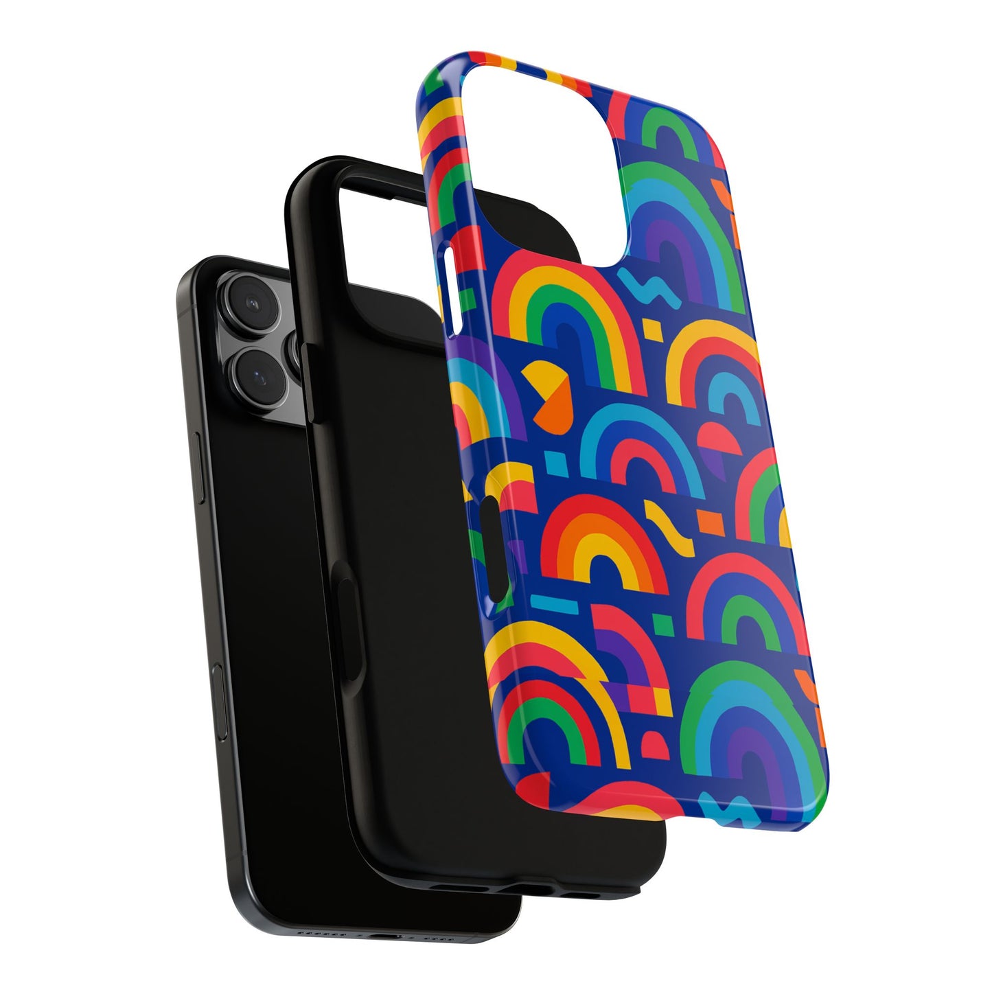 vibrant rainbow geometric 3d wrap protective phone case for stylish accessories compatible with iphone 13, 14, 15 & 16 – all models including pro, pro max & plus