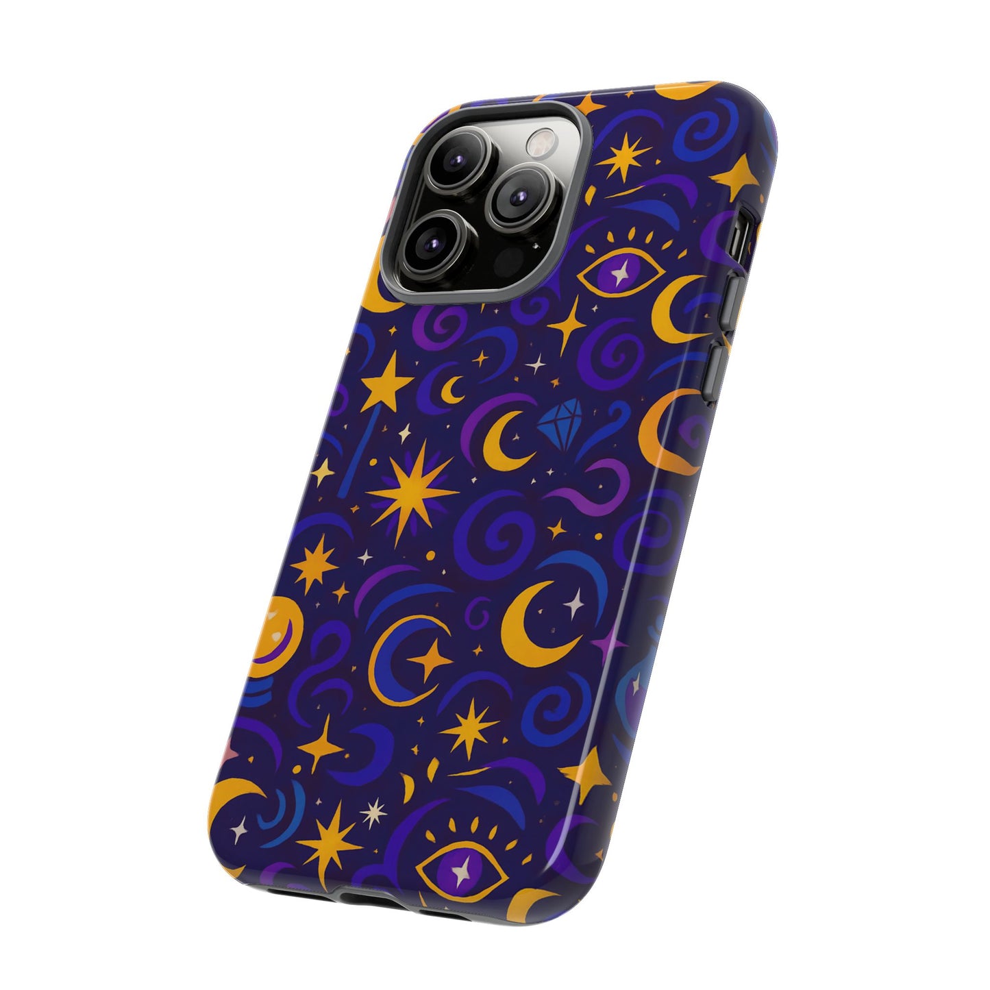 vibrant 3d cosmic design phone case for stylish protection with multicolour stars and swirls compatible with iphone 13, 14, 15 & 16 – all models including pro, pro max & plus