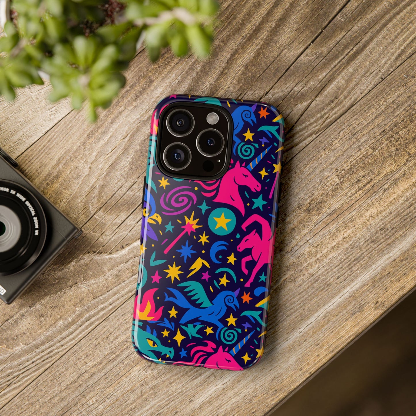 vibrant fantasy unicorns protective phone case – colourful 3d design for stylish protection – compatible with iphone 13, 14, 15 & 16 – all models including pro, pro max & plus