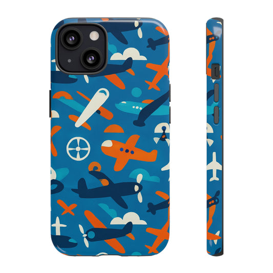 Vibrant 3D Airplane Print Phone Case in Blue – Fun Retro Design for Stylish Protection – Compatible with iPhone 13, 14, 15 & 16 – all models including Pro, Pro Max & Plus