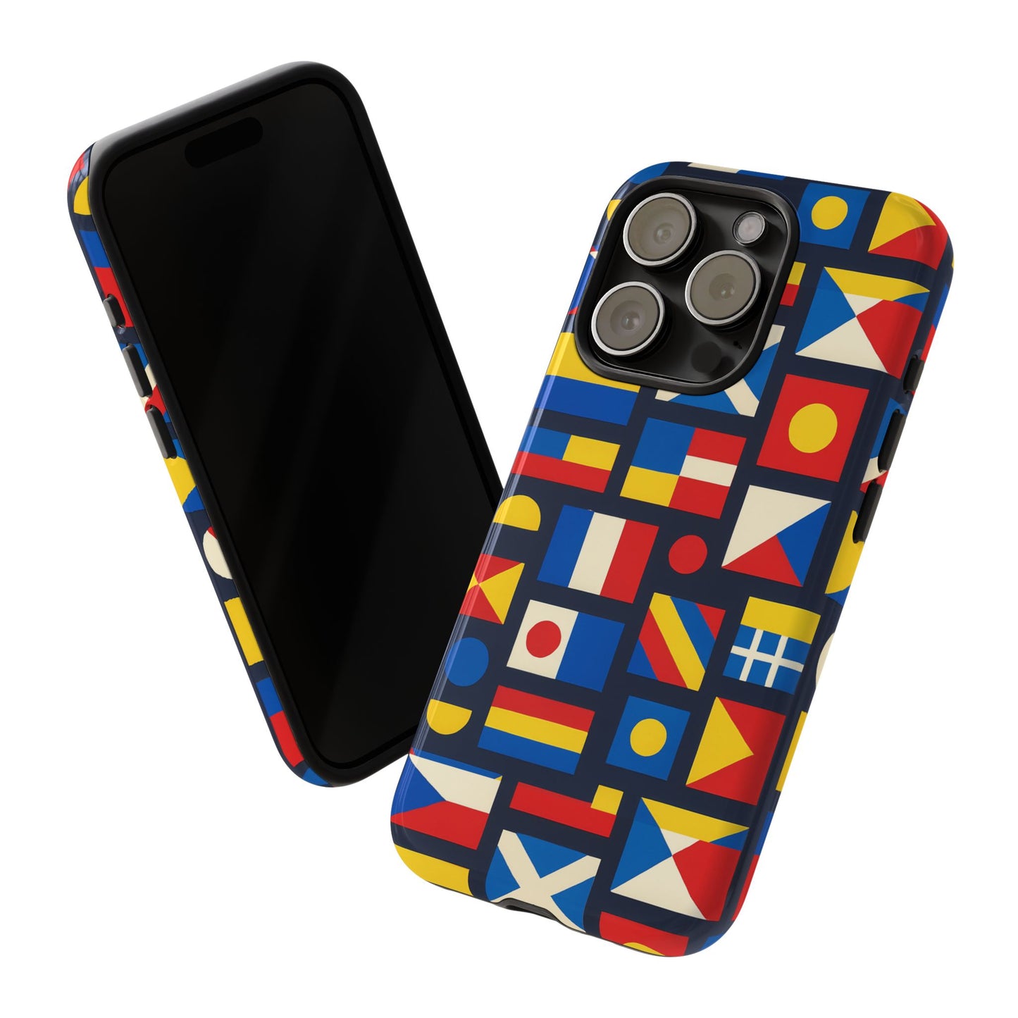 multicolour geometric protective phone case for smartphones, stylish protection and unique design, compatible with iphone 13, 14, 15 & 16 – all models including pro, pro max & plus