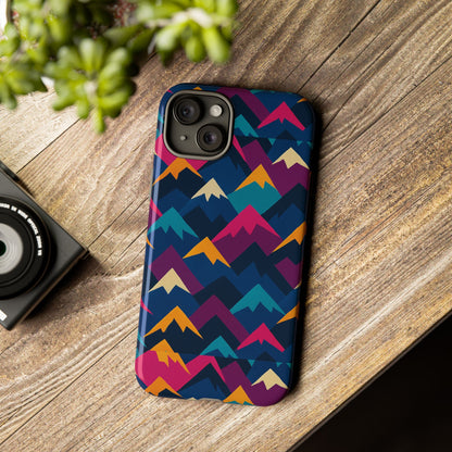 Multicolour Mountain Geometric Protective Phone Case – Stylish Accessory for Unique Self-Expression Compatible with iPhone 13, 14, 15 & 16 – all models including Pro, Pro Max & Plus