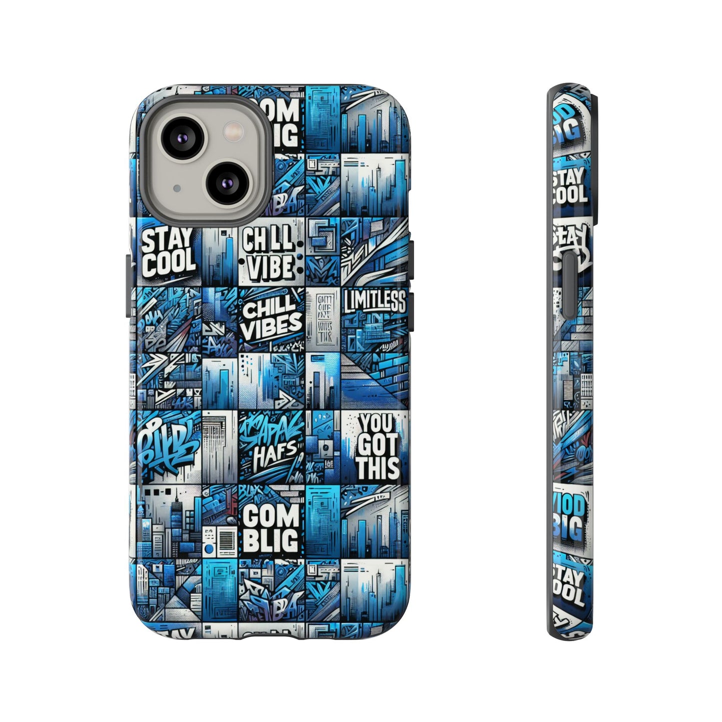 vibrant 3d wrap protective phone case in blue urban aesthetic design for stylish smartphone protection compatible with iphone 13, 14, 15 & 16 – all models including pro, pro max & plus