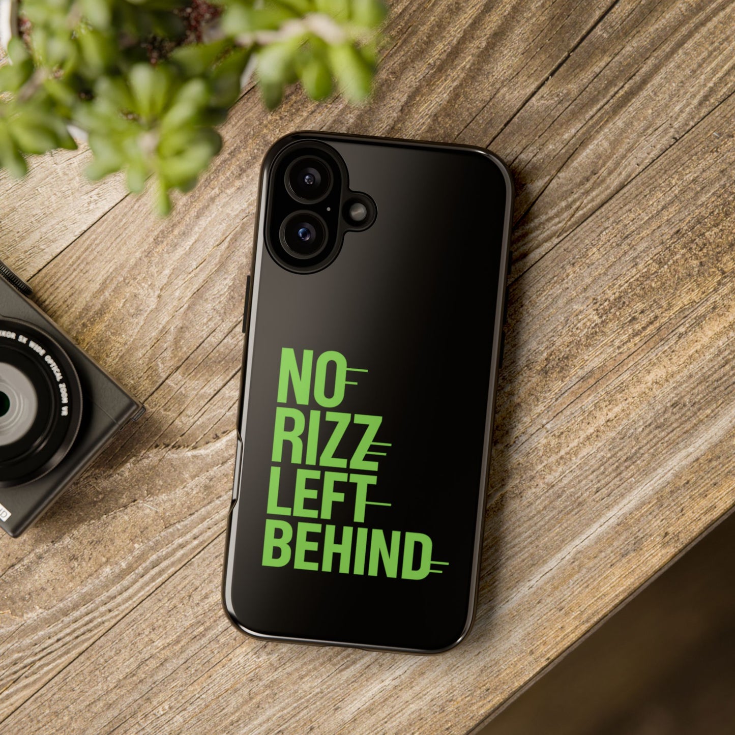 tough phone case - no rizz left behind, durable protection, shock absorbent, stylish design, perfect gift for adults, supports wireless charging, uv protected, lightweight accessory