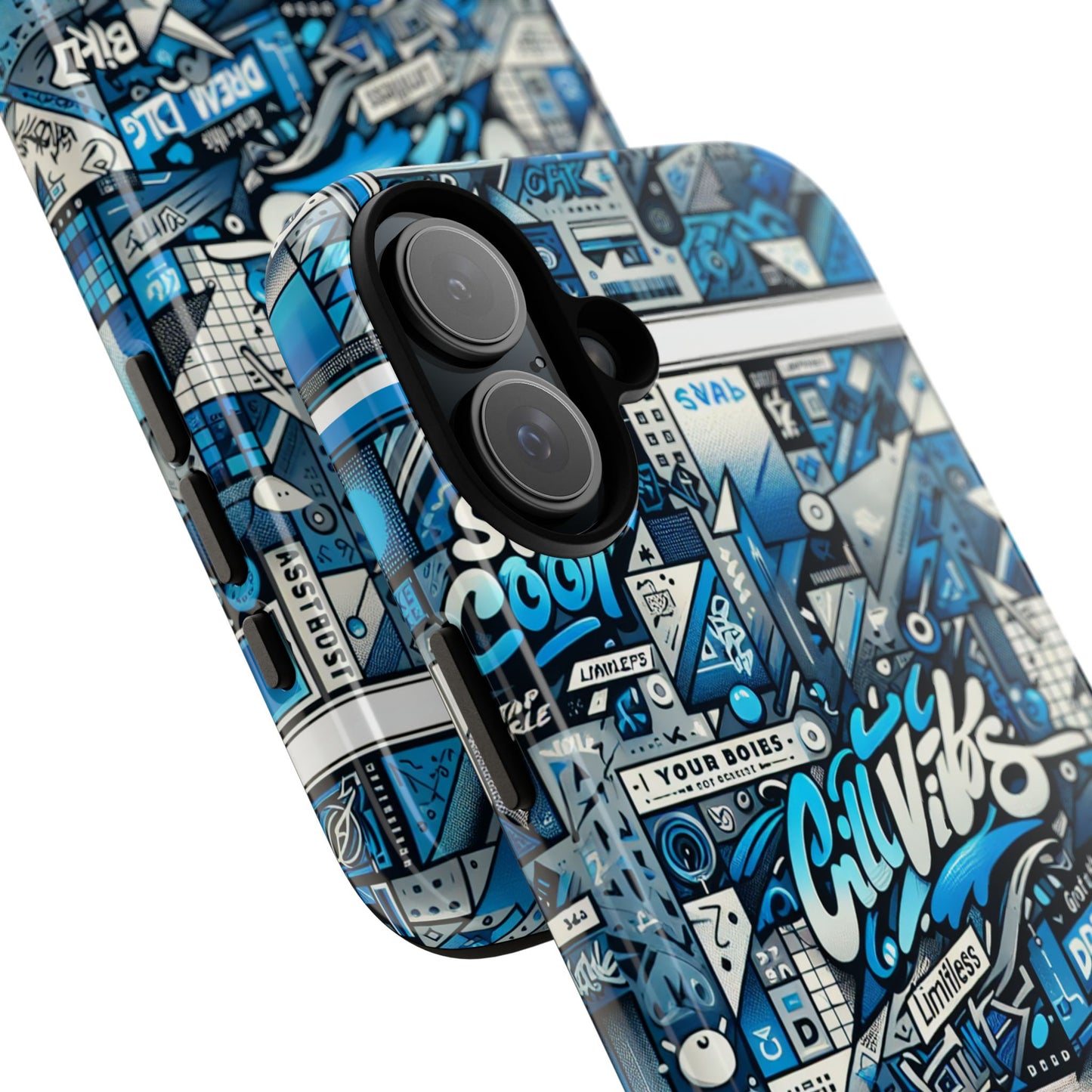 vibrant 3d wrap protective phone case in retro blue aesthetic for stylish protection compatible with iphone 13, 14, 15 & 16 – all models including pro, pro max & plus