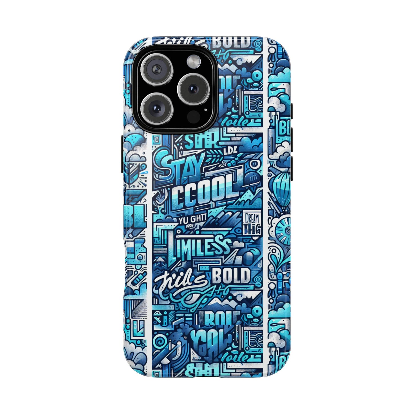 vibrant artistic 3d wrap phone case in blue for trendsetters – stylish protection compatible with iphone 13, 14, 15 & 16 – all models including pro, pro max & plus