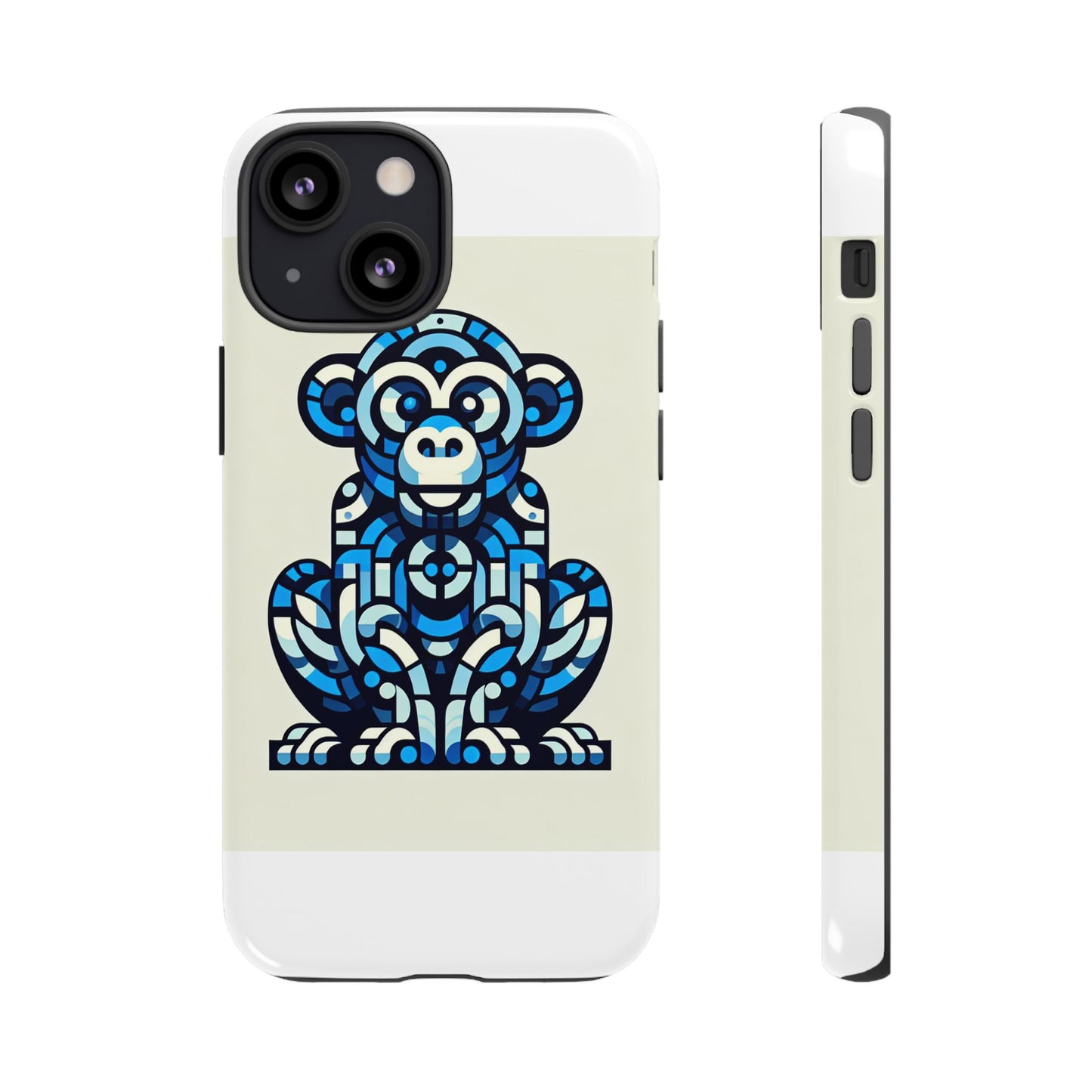 vibrant blue 3d wrap phone case with playful monkey design for creative individuals compatible with iphone 13, 14, 15 & 16 – all models including pro, pro max & plus