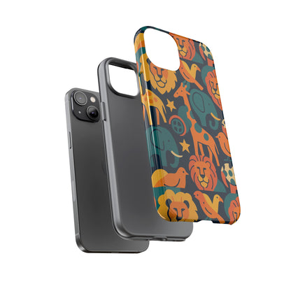 Vibrant Animal Print Protective Phone Case in Multicolour – Playful Design for Stylish Protection – Compatible with iPhone 13, 14, 15 & 16 – All Models Including Pro, Pro Max & Plus