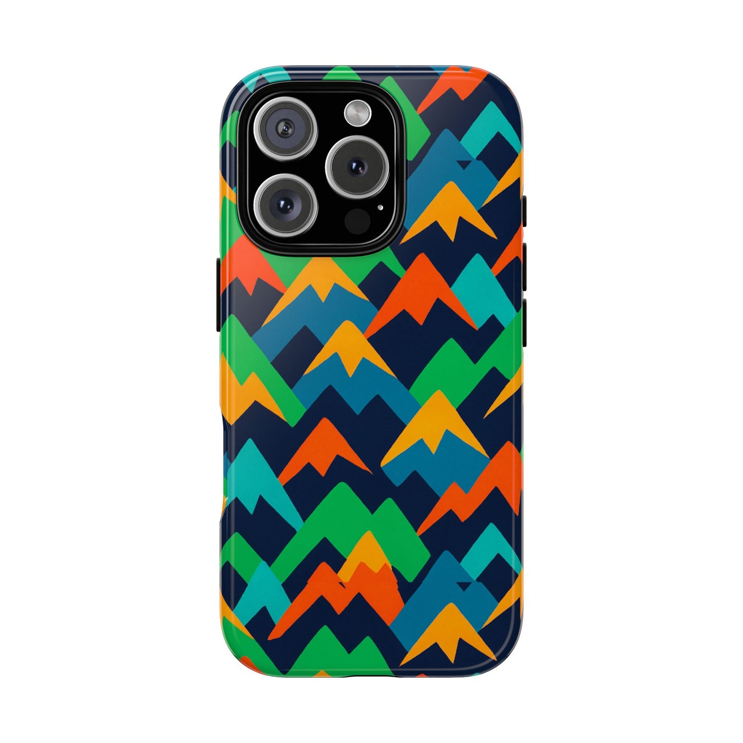 vibrant mountain design protective phone case with colourful abstract pattern for stylish protection compatible with iphone 13, 14, 15 & 16 – all models including pro, pro max & plus