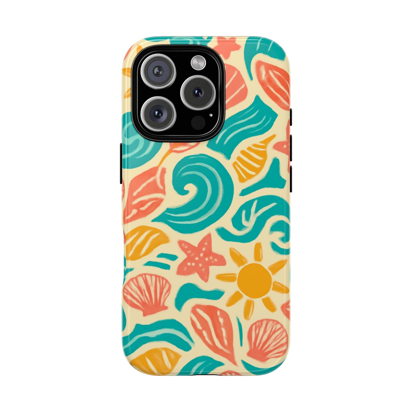 vibrant beach style protective phone case with 3d wrap design for stylish protection – compatible with iphone 13, 14, 15 & 16 – all models including pro, pro max & plus