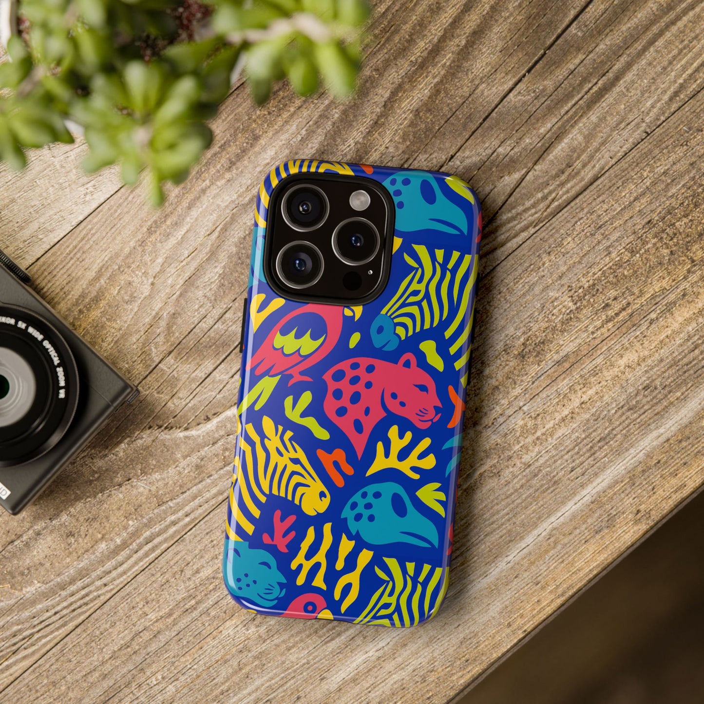 vibrant animal print protective phone case for stylish protection with multicolour design – compatible with iphone 13, 14, 15 & 16 – all models including pro, pro max & plus