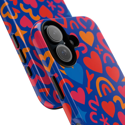 Vibrant Multicolour Heart Design Protective Phone Case Stylish Accessory for Self-Expression Compatible with iPhone 13, 14, 15 & 16 – all models including Pro, Pro Max & Plus