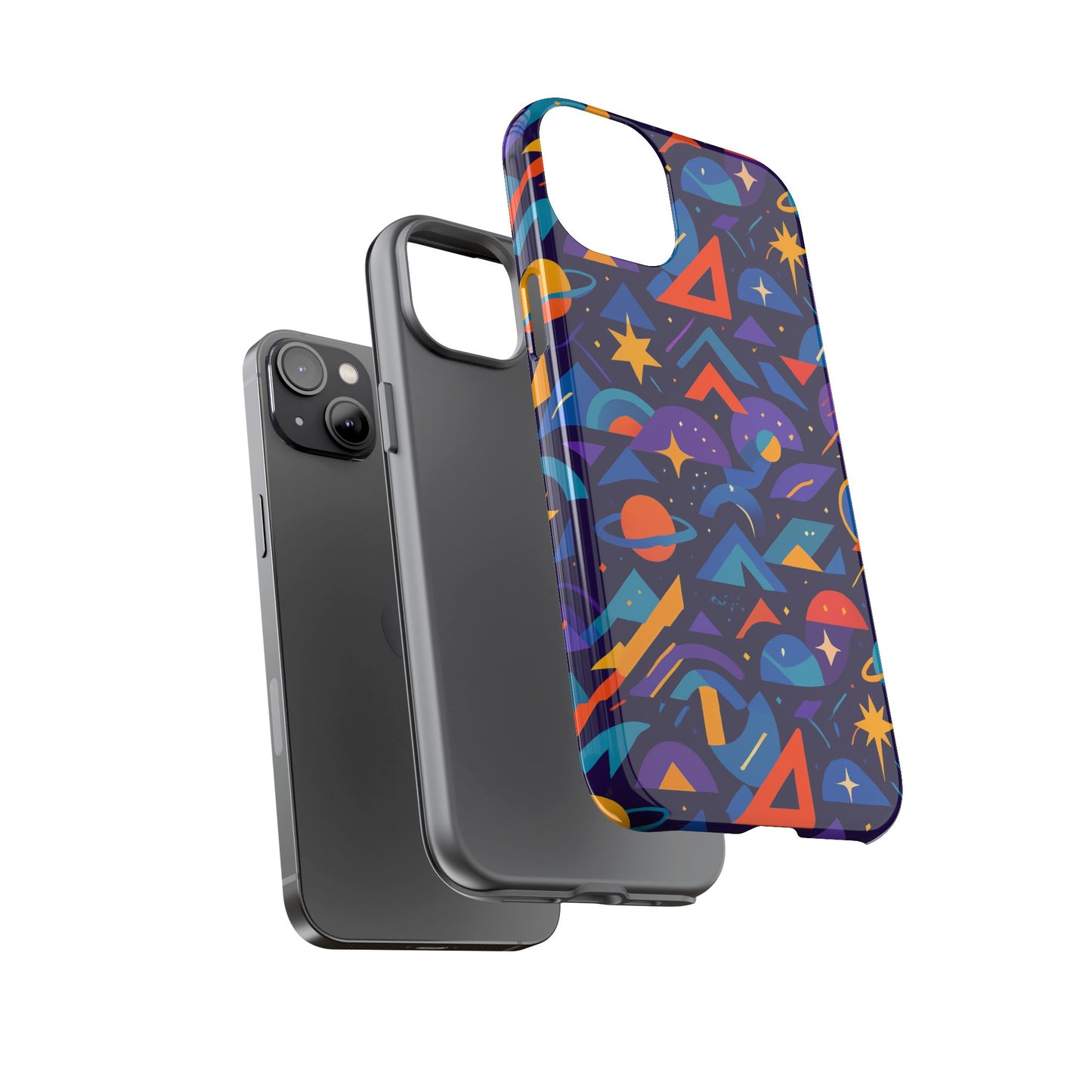 vibrant geometric 3d wrap protective phone case for unique accessories lovers compatible with iphone 13, 14, 15 & 16 – all models including pro, pro max & plus