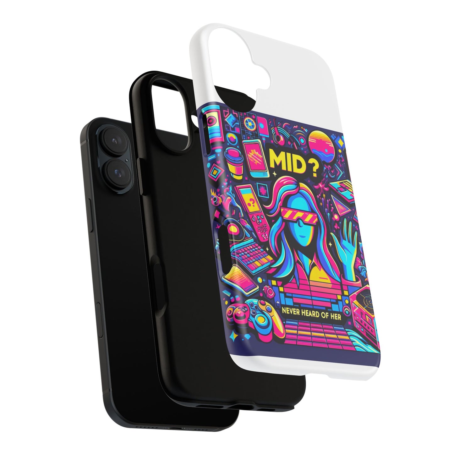 mid never heard of her 3d wrap protective phone case for fun retro style and shock absorption, ideal gift for tech enthusiasts and anime lovers