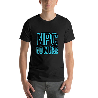 2025 150g Men's Short Sleeve T-Shirt, Cotton Casual Tee with Bold "NPC No More" Print, Comfortable & Versatile for Gym, Outings, or Lounging, Stylish Addition for Every Modern Man